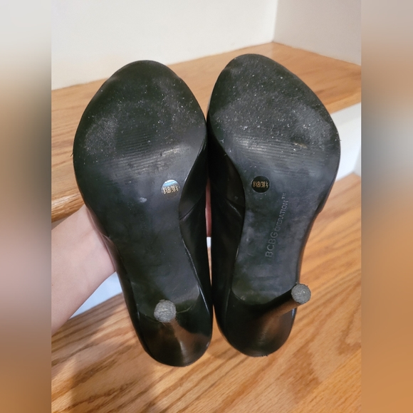 BCBG Black Leather Open Toe Pumps - Picture 7 of 8